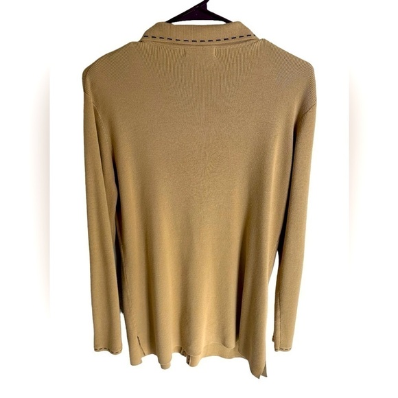 Christina Women’s Zip Up Cardigan Cream Stitching Detail Collar Size Large - Picture 2 of 3